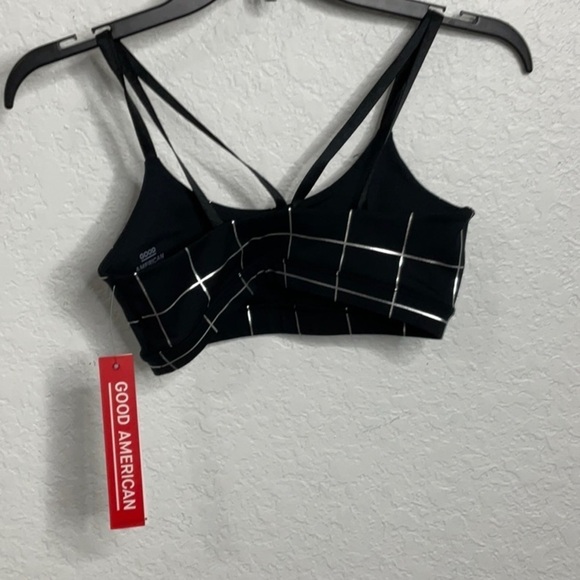 Good American NWT Black & Silver Sports Bra Size 1 (S). - Picture 3 of 5